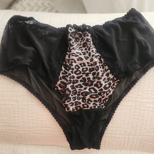 Victoria's Secret Retro Black and Leopard Sheer Panties